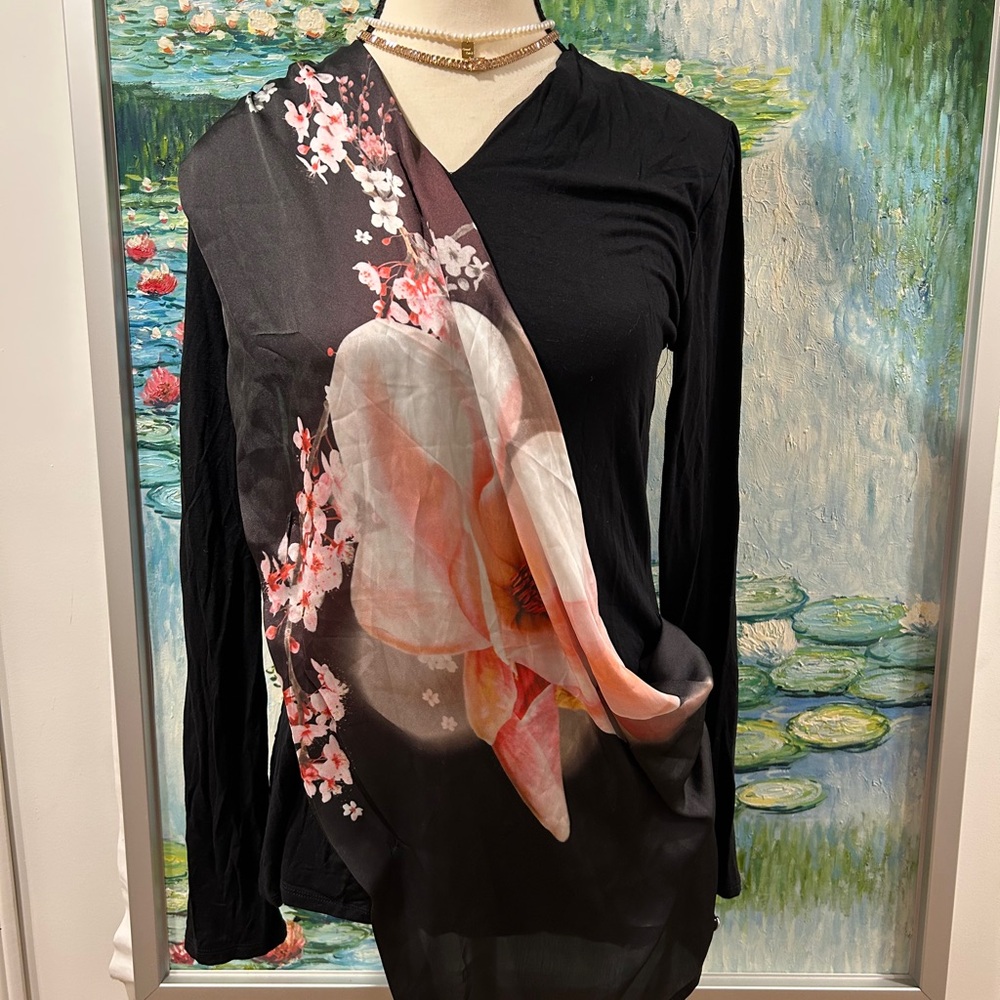 Floral Black Long Sleeve Top